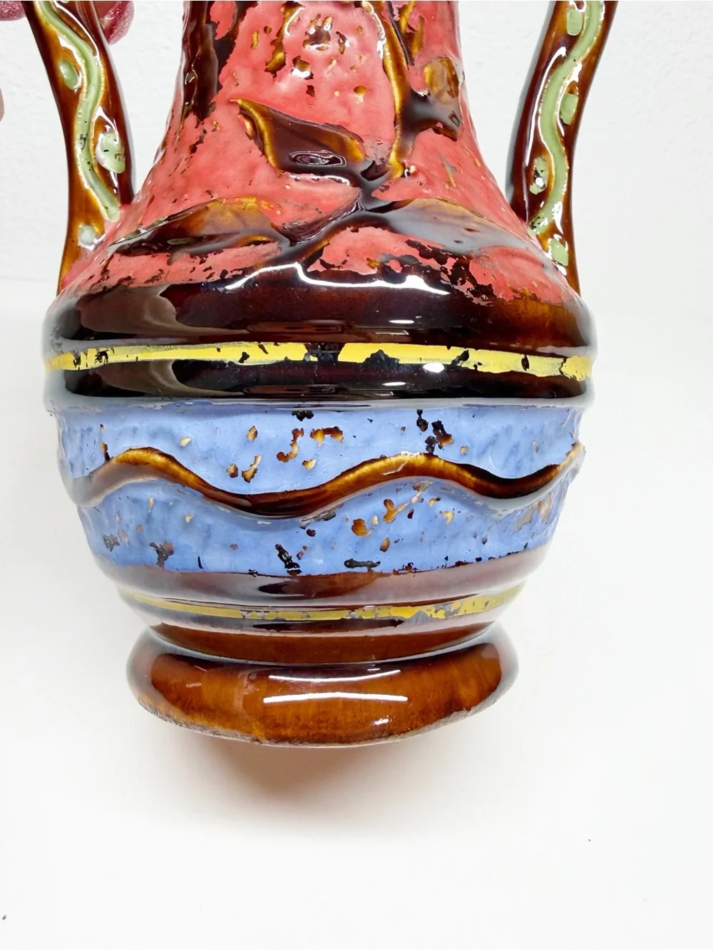 Vintage Japan Floral Colorful Urn Vase Hand Painted